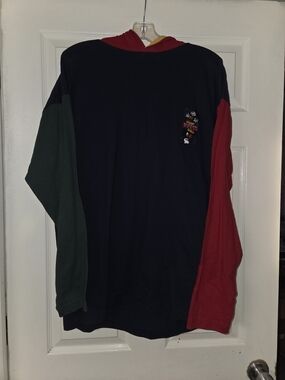 Disney Originals Vintage Colorblock Hooded Long Sleeve Tee L/xl EUC